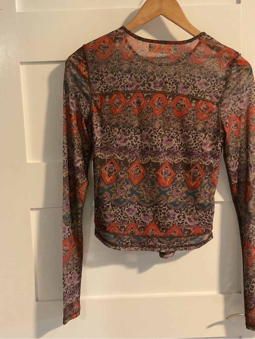 Natural Life Sheer Mesh Top S Floral Patchwork Whimsigoth Boho Y2K - Picture 2 of 5
